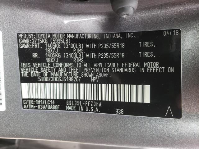 TOYOTA SIENNA XLE 2018