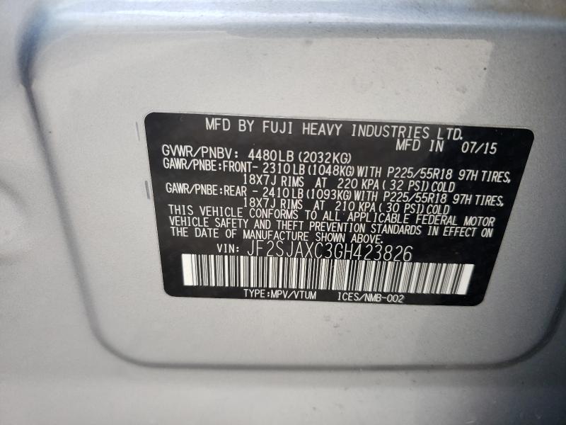 SUBARU FORESTER 2.5I TOURING 2016