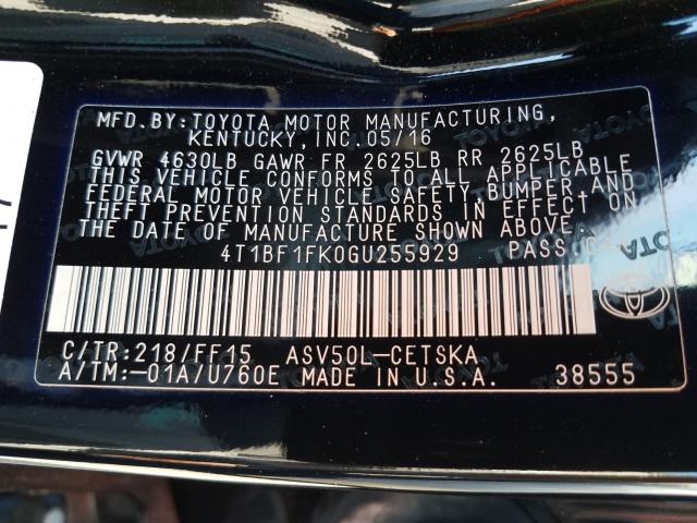 TOYOTA CAMRY LE 2016