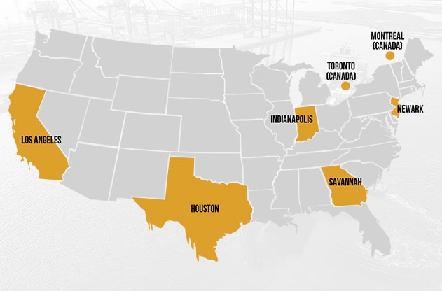Multiple origin ports across North America