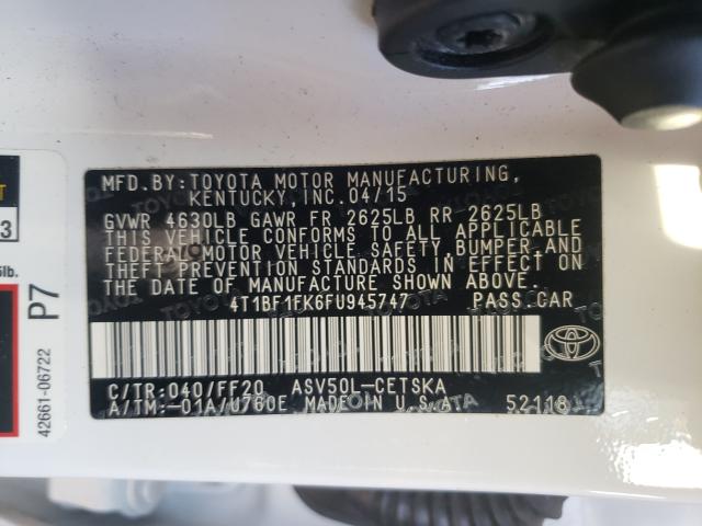 TOYOTA CAMRY LE 2015