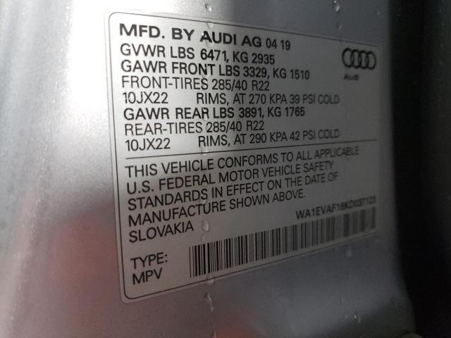 AUDI Q8 PREMIUM PLUS S-LINE 2019