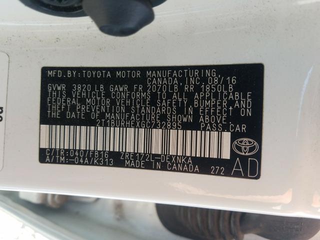 TOYOTA COROLLA L 2016
