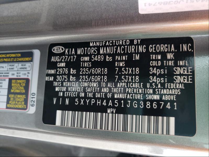KIA SORENTO EX 2018