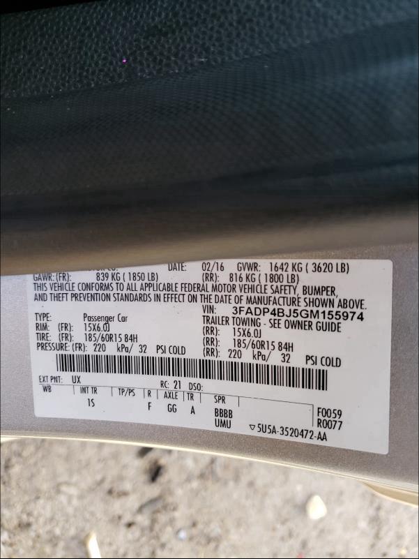 FORD FIESTA SE 2016