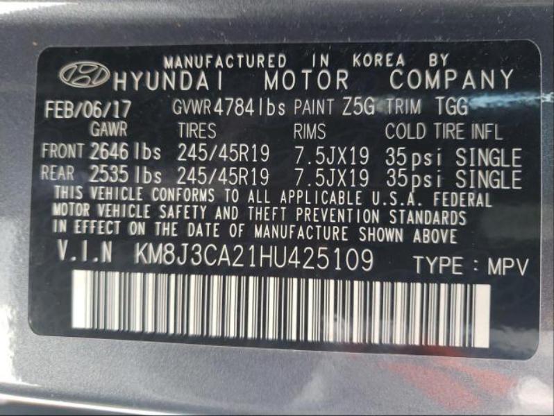 HYUNDAI TUCSON LIMITED 2017