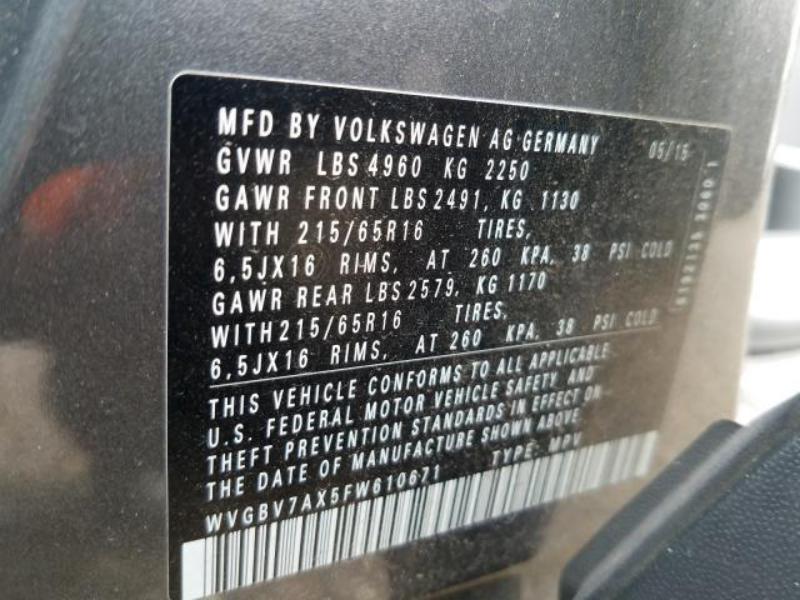 VOLKSWAGEN TIGUAN S 2015