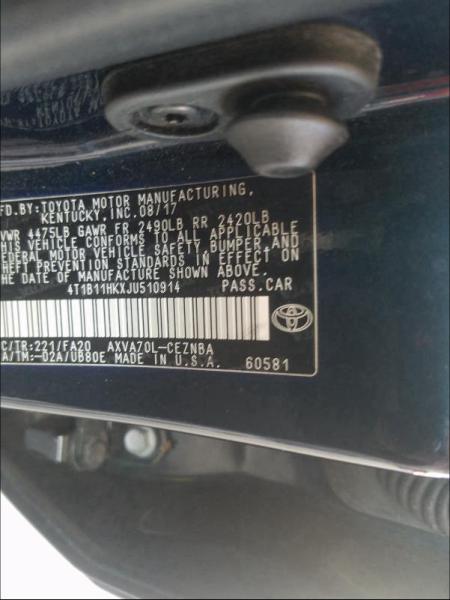 2018 TOYOTA CAMRY L
