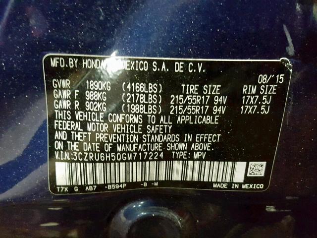 HONDA HR-V EX 2016