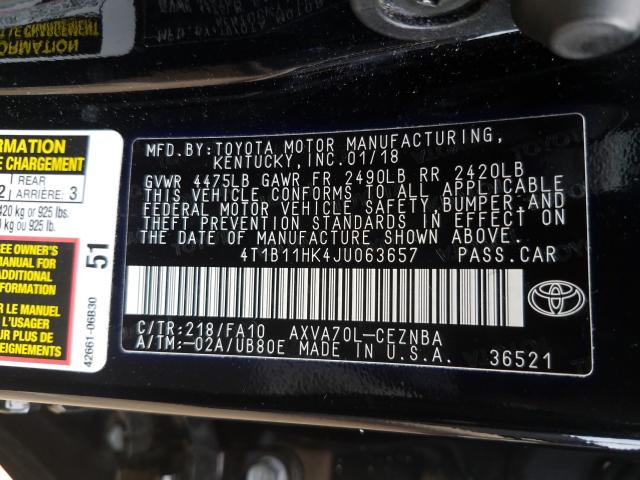 TOYOTA CAMRY L 2018