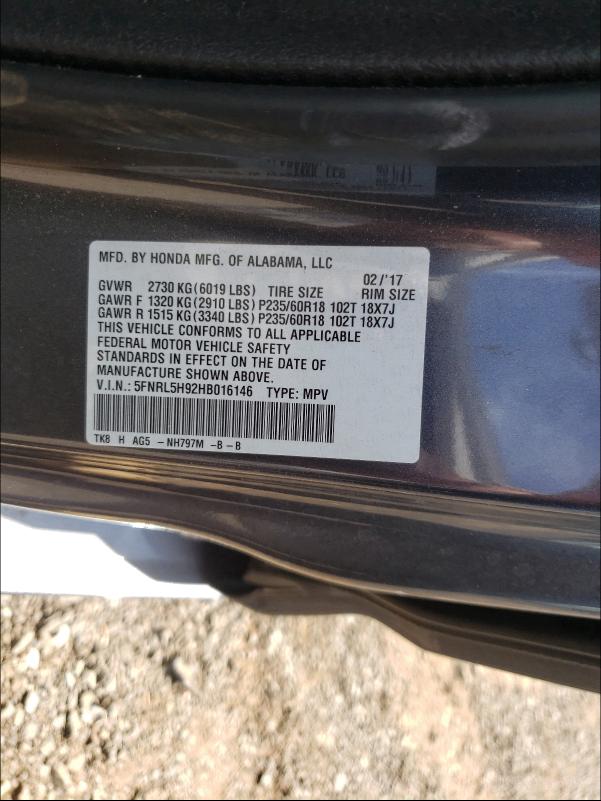 HONDA ODYSSEY TOURING 2017