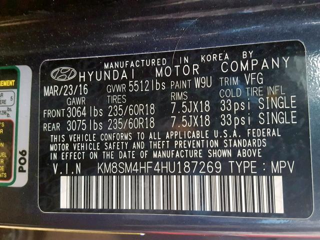HYUNDAI SANTA FE SE 2017