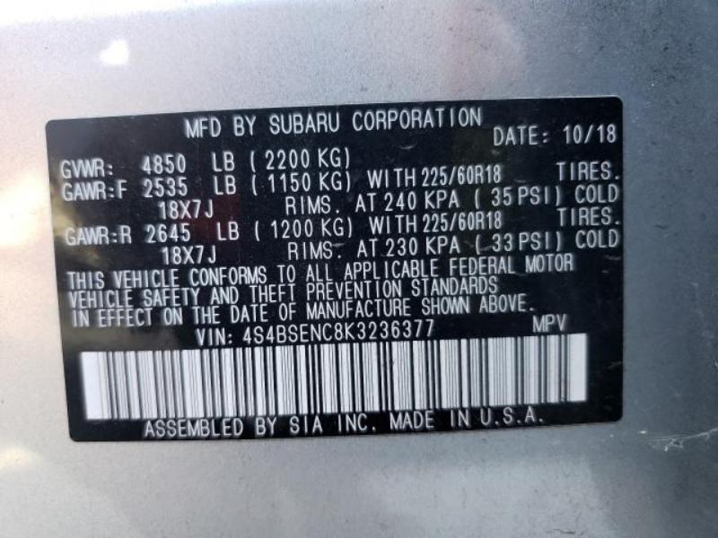 SUBARU OUTBACK 3.6R LIMITED 2019