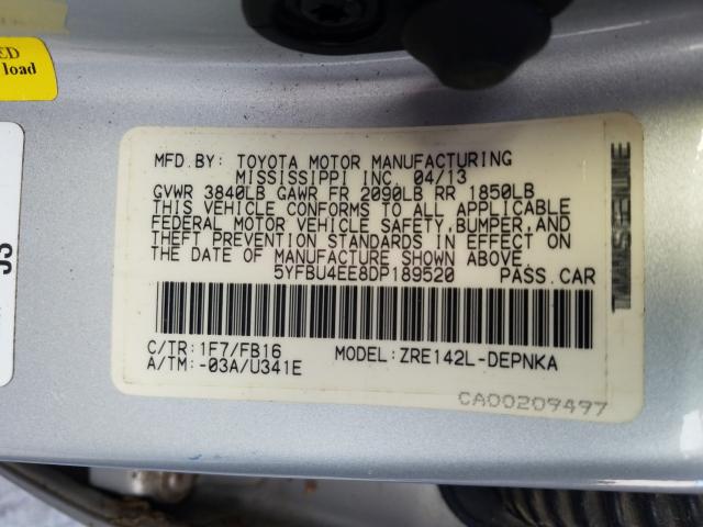 TOYOTA COROLLA BASE 2013
